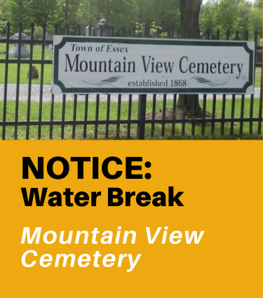 Notice Water Break at Mountain View Cemetery